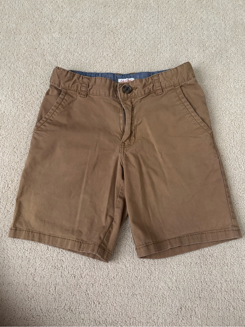 Cat & Jack Boys Flat Front Tan Casual Cotton Shorts Size 8